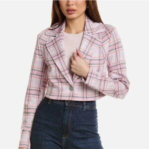 Cabi Pink Plaid Crop Jacket NWOT Sz L